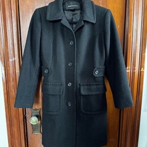 Moda international black wool coat with pockets